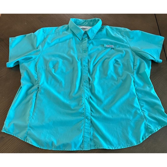 COLUMBIA Womens Tamiami II PFG Mint Vented Fishing Hiking Short Sleeve Shirt 3X - Picture 1 of 3